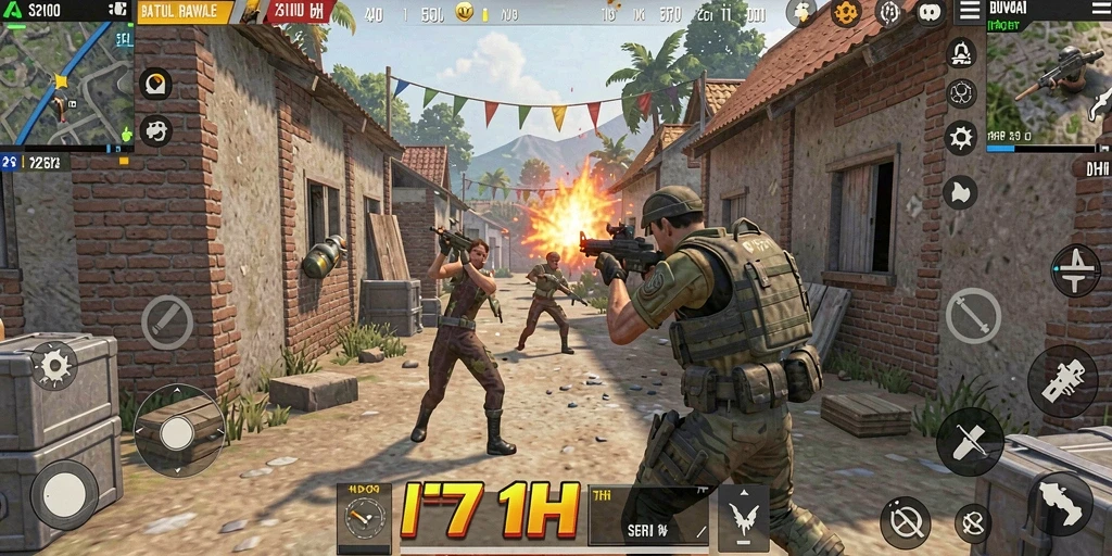 Tampilan gameplay Battle Royale yang mendebarkan di 71H.