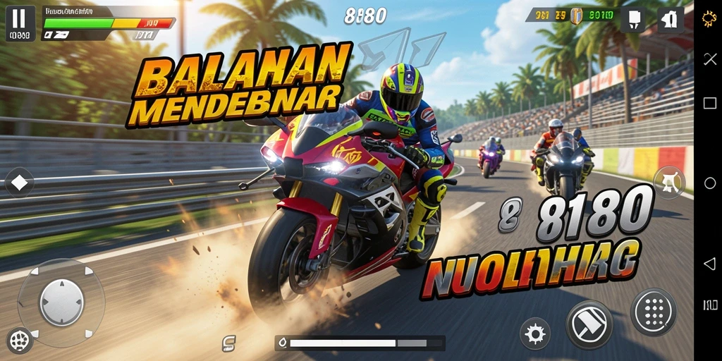 Tampilan screenshot dari game balapan Motor Racing 8180 yang mendebarkan.