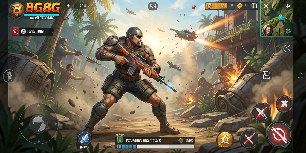 Tampilan gameplay aksi 8G8G yang seru dan menarik.