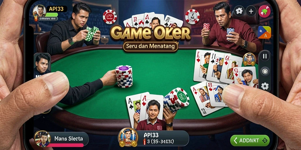 Screenshot gameplay API33 menampilkan suasana permainan poker yang seru.