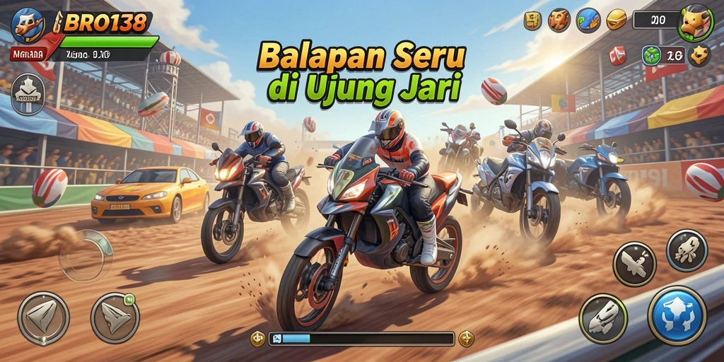 Screenshot gameplay BRO138 yang menampilkan aksi balapan yang mendebarkan.