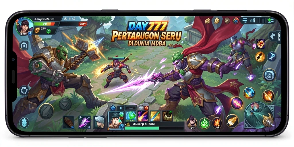 Tampilan gameplay seru dari DAY777 di arena MOBA.