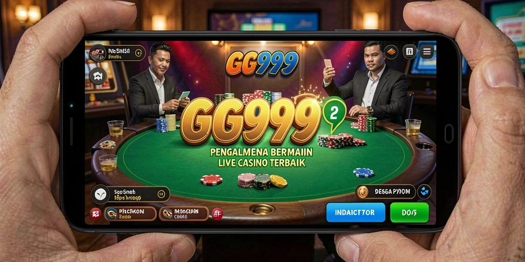 Screenshot gameplay GG999, menampilkan dealer langsung dan suasana Live Casino.