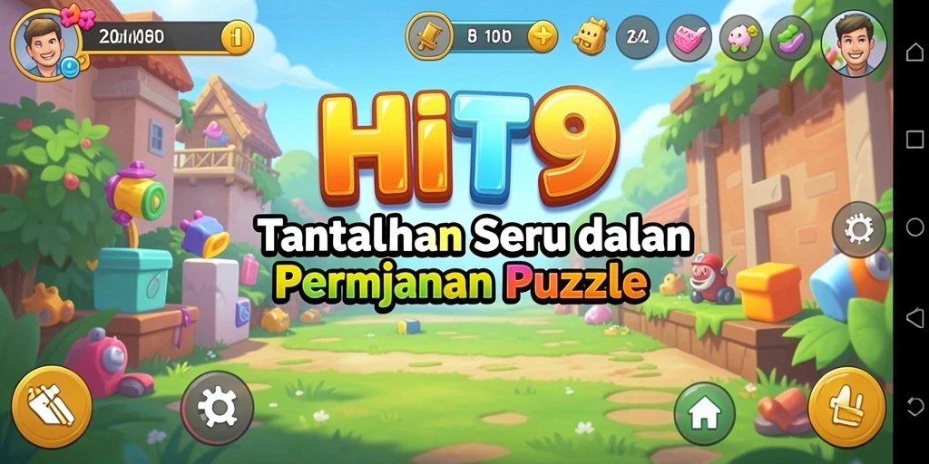 Tampilan gameplay <strong>HIT9</strong> dengan berbagai puzzle menantang dan grafis yang menarik.