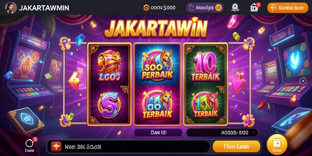 Screenshot gameplay JAKARTAWIN menampilkan mesin slot yang berwarna-warni.