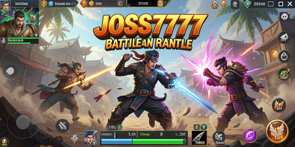 Gameplay seru di JOSS777 saat bertarung di mode Battle Royale.