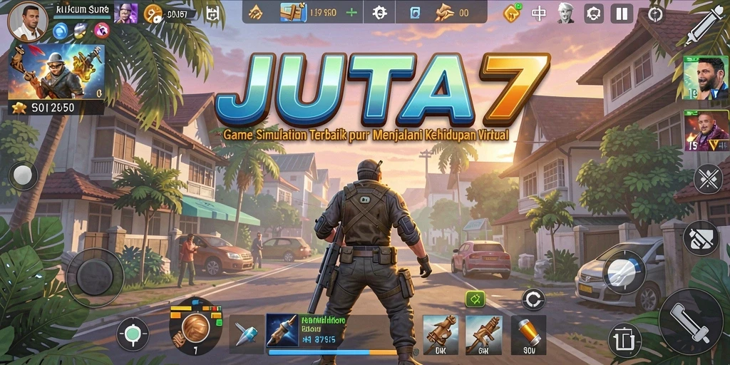Screenshot gameplay JUTA7 yang menunjukkan kehidupan virtual yang dinamis.
