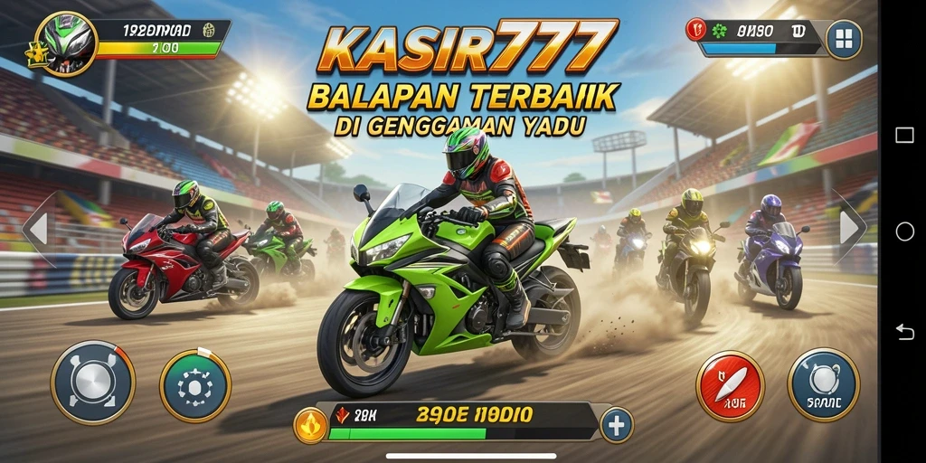 Tampilan gameplay KASIR777 yang menegangkan di lintasan balap.