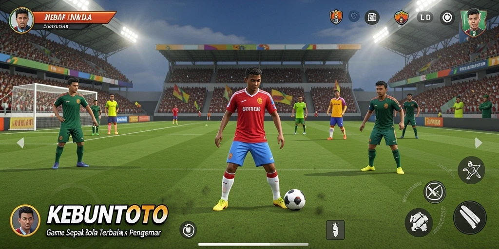 Tangkapan layar utama KEBUNTOTO menampilkan aksi laga sepak bola yang mendebarkan.
