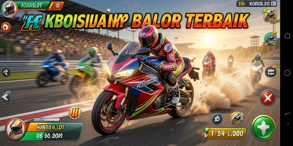 Tampilan gameplay balapan motor yang mendebarkan dan penuh aksi.