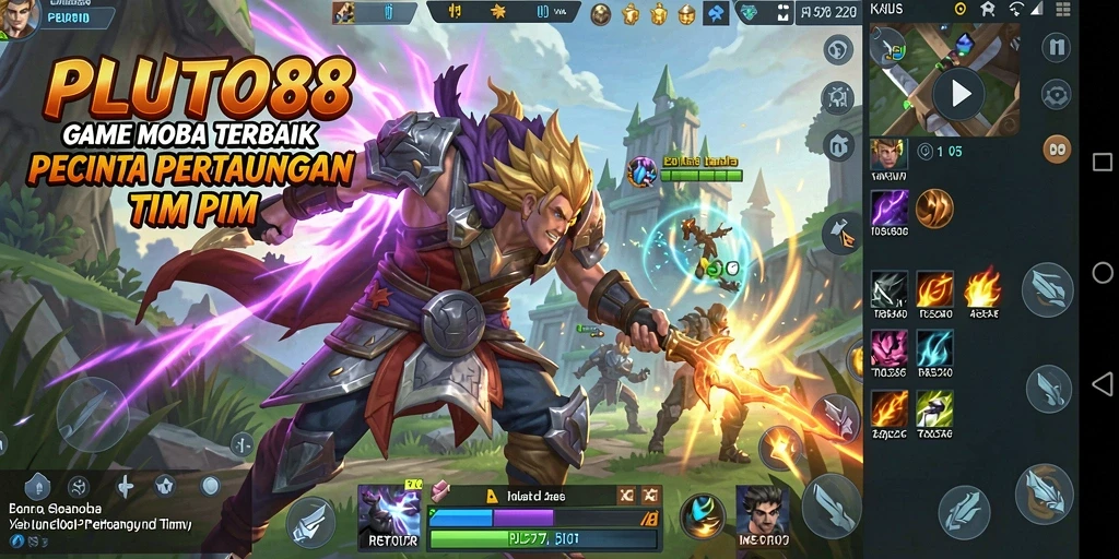 Gambaran gameplay seru dalam PLUTO88 saat bermain MOBA.