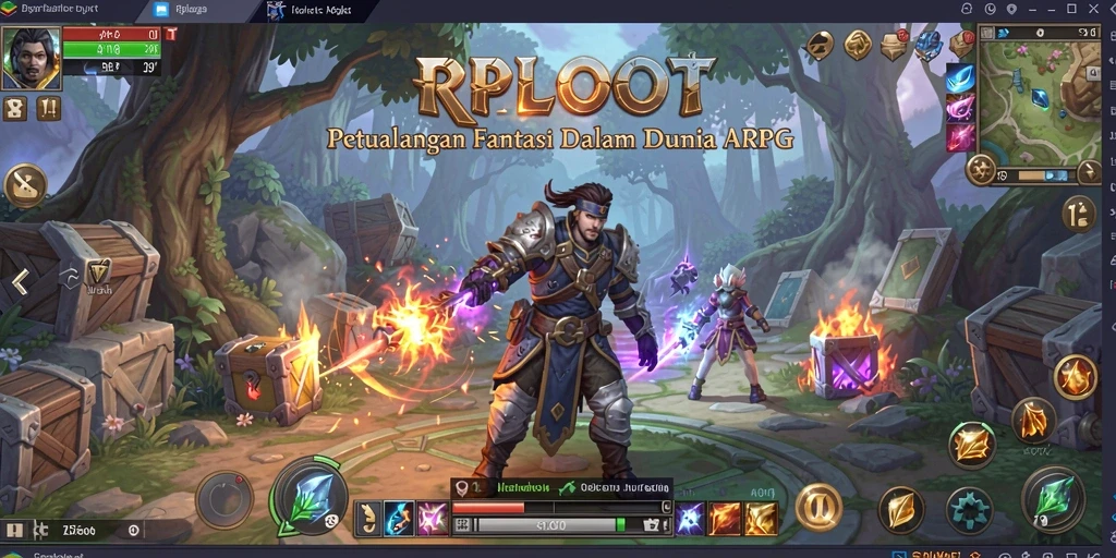 Screenshot gameplay RPLOOT yang menunjukkan aksi pertempuran seru.