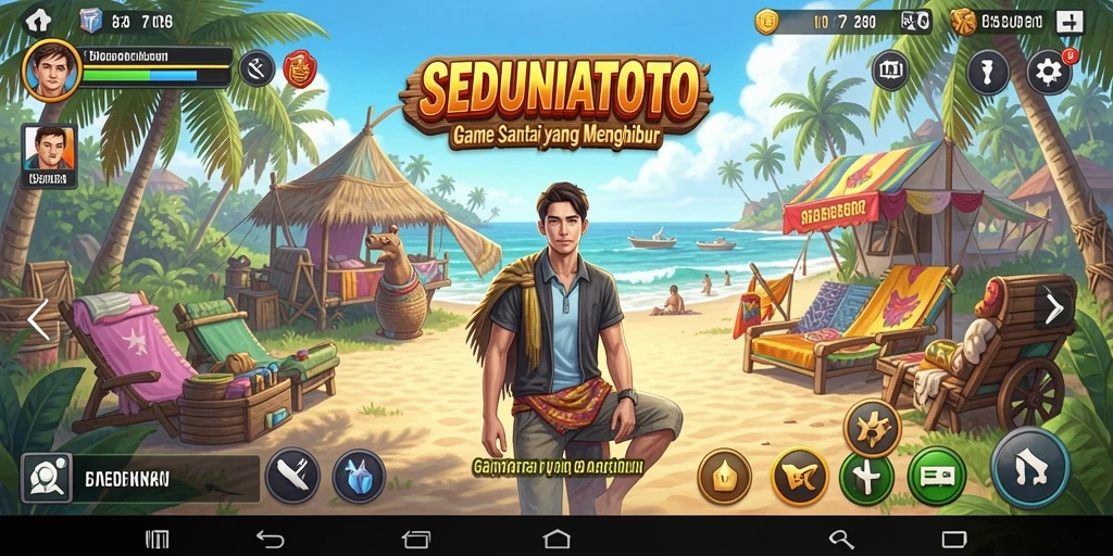 Tampilan gameplay SEDUNIATOTO yang penuh warna dan menghibur.