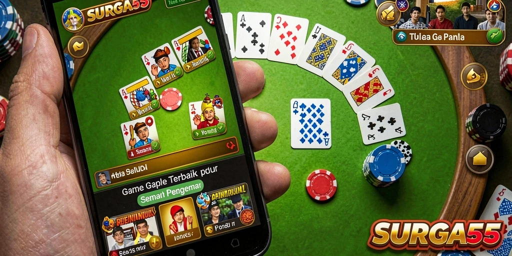Tampilan gameplay Gaple yang seru dan interaktif di SURGA55.