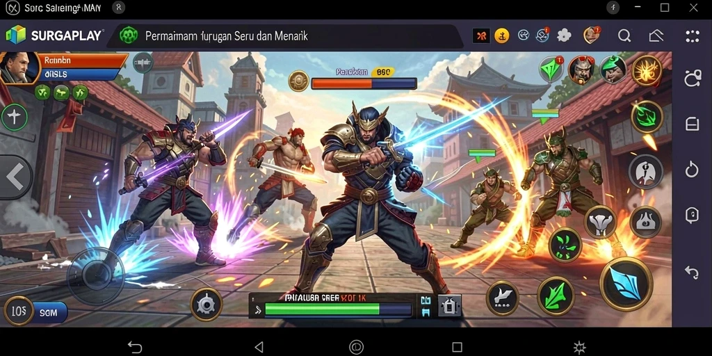 Tangkapan layar dari gameplay Fighting SURGAPLAY yang seru.